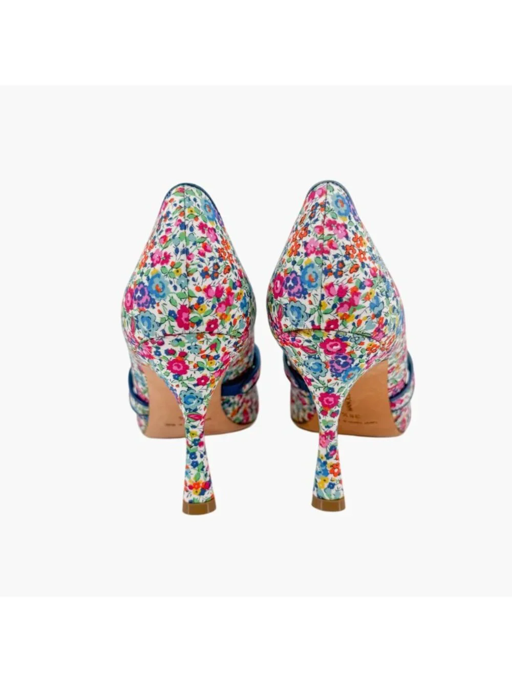 Manolo Blahnik Vibota Floral Mary Jane Pumps Heels Size 38.5 US 8.5 Multicolor